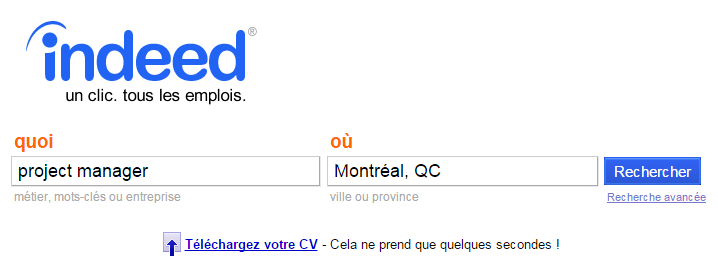 Recherche sur Indeed