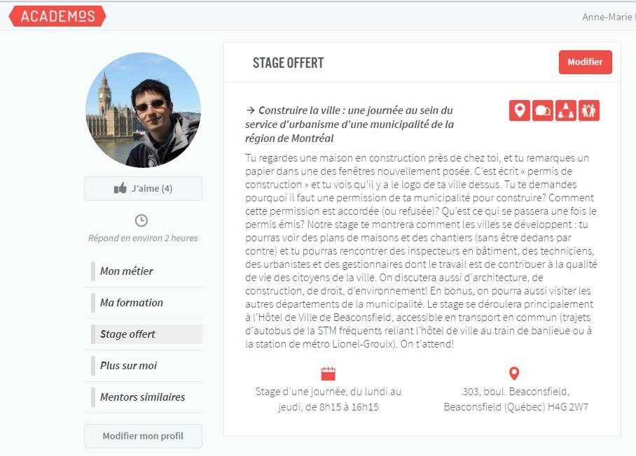 Offre de stage sur Academos